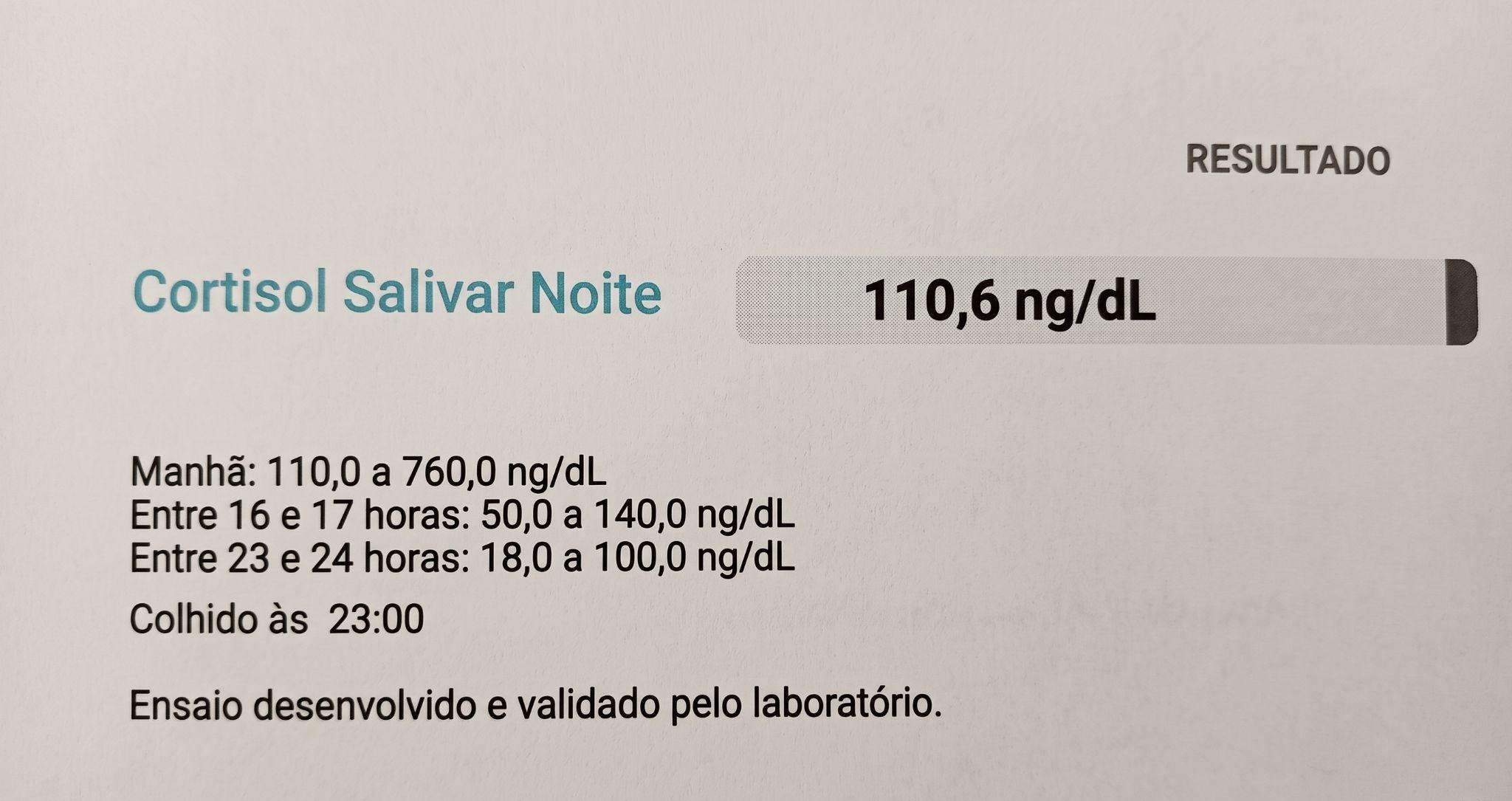 Exame de cortisol salivar noturno